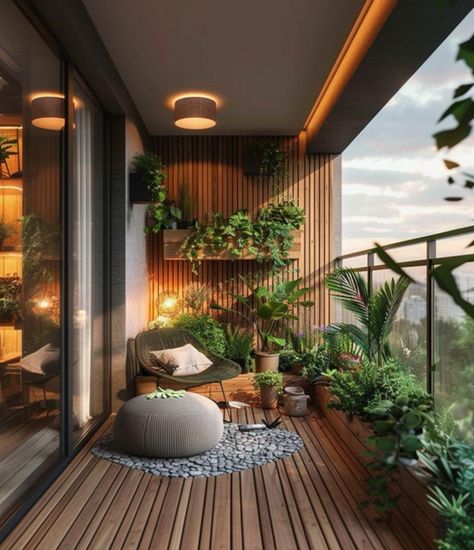 Luxurious Balcony Design, Plants For Balcony Apartments, Modern Balcony Design Exterior, Loggia Design, Jardin Zen Interior, Minimalist Terrace, Balcony Pergola, Fence Balcony, Balcony Design Ideas