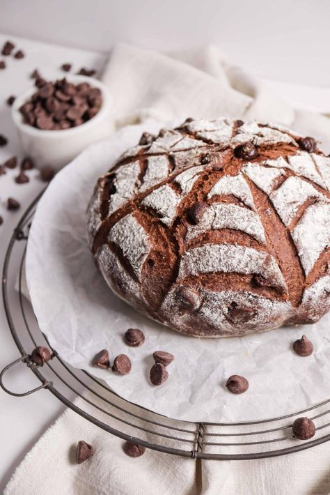 Double Chocolate Yeast Bread Chocolate Chip Dutch Oven Bread, Great Bread Recipes, Chocolate Artisan Bread, Chocolate Bread Loaf Yeast, Sweet Yeast Bread, Dutch Oven Sweet Bread Recipes, Chocolate Yeast Bread, Flavored Yeast Bread Recipes, Sweet Yeast Bread Recipes