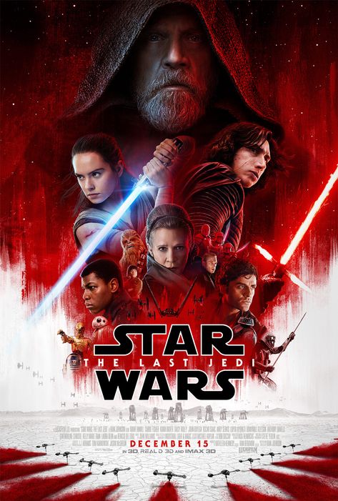 Star Wars 'The Last Jedi' Official Poster Revealed (Episode 8) Star Wars Watch, Star Wars The Last Jedi, Rian Johnson, Justin Theroux, The Last Jedi, I Love Cinema, Star Wars Film, Mark Hamill, Star Wars Poster