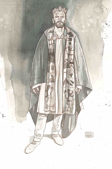 Macbeth | Costume Watercolour Illustration by Darrell Warner : Designer Jacqueline Durran Macbeth Clothing, Jacqueline Durran, Shakespeare Characters, Costume Design Sketch, King Costume, Contemporary Costumes, Man Illustration, Art Drawings Sketches Pencil, Watercolour Illustration