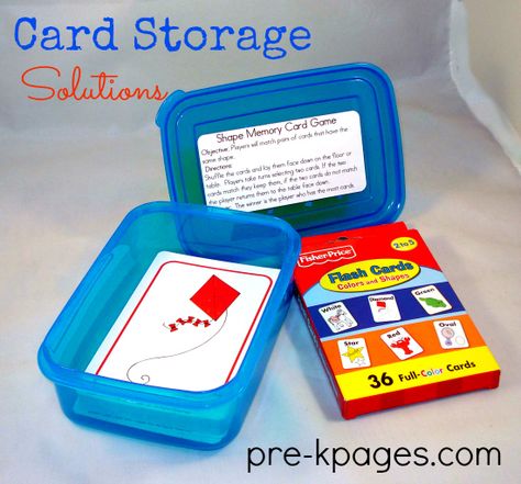 Card Storage Solutions @pre-kpages.com Flash Card Storage, Playing Card Storage, Slp Office, Toy Room Storage, Preschool Organization, Kindergarten Organization, Homeschool Room Organization, Classroom Preschool, Pre K Pages