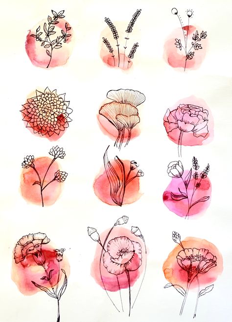 Flower Art Watercolor, Akvarel Illustration, Illustration Botanical, Inspiration Illustration, Pen Illustration, Illustration Art Design, Watercolor Paintings For Beginners, Watercolor Painting Techniques, Watercolor Flower Art