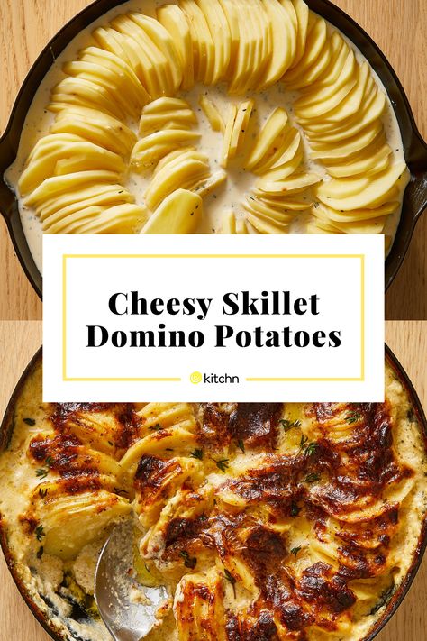 Mandolin Sliced Potatoes, Recipes With Sliced Potatoes, Cheesy Sliced Potatoes, Tinned Potatoes Recipes, Sliced Potatoes In The Oven With Cheese, Sliced Potato Recipes, Potato Skillet Recipes, Skillet Potatoes And Onions, Sliced Potatoes In The Oven