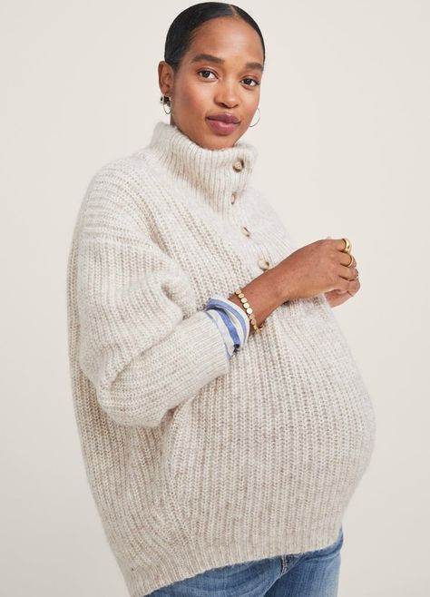 A Cold-Weather Essential: Hatch Collection Jo Sweater Maternity Nursing Clothes, Hatch Maternity, Nursing Sweater, Maternity Chic, Stylish Mom, Nursing Clothes, Cape Coat, Kick Flares, Maternity Sweater