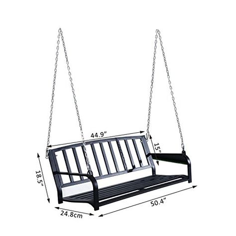 Amazon.com : Outsunny 50" Outdoor Patio Hanging Porch Swing Chair Bench Seat : Garden & Outdoor Front Porch Swing, Outdoor Space Design, Metal Swings, Bench Outdoor, Patio Swing, Swing Chair, Backyard Deck, Modern Patio, Funky Furniture