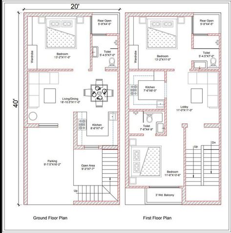 25 X 40 House Plans, 20 X 40 Floor Plans, 20 40 House Plans, 15x40 House Plans, Rental House Plans, Simple Floor Plan, Mini House Plans, 20x30 House Plans, 1 Bedroom House Plans