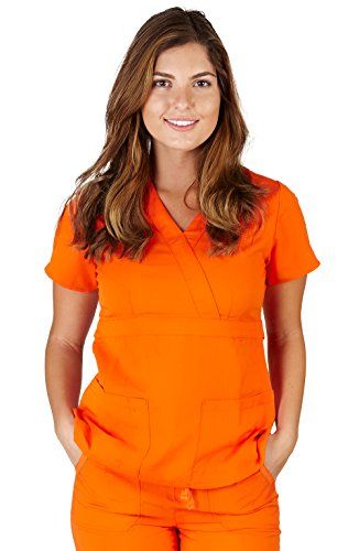 Ultra Soft Brand Scrubs - Premium Womens Junior Fit 3 Poc... Orange Scrubs, Form Fitting Tops, Nursing Fashion, Wrap Shorts, Scrubs Nursing, Womens Scrubs, Medical Scrubs, Medical Field, Top For Women