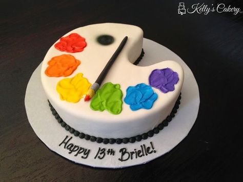 Arts And Crafts Birthday Party, Painter Cake, Palette Cake, Art Party Cakes, Crafts Birthday Party, Art Birthday Cake, Crafts Birthday, Artist Cake, Black Arts