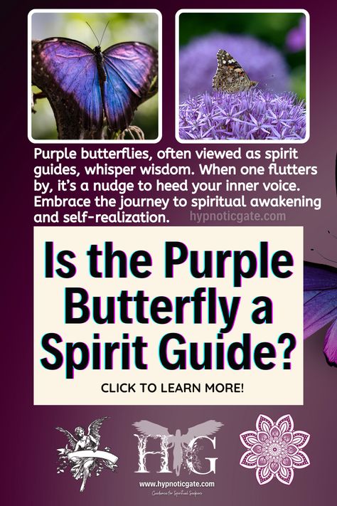 Purple butterflies, often viewed as spirit guides, whisper wisdom. When one flutters by, it’s a nudge to heed your inner voice. Embrace the journey to spiritual awakening and self-realization. Many believe the purple butterfly to be a spirit guide. Its appearance can remind you to listen to your inner voice and follow the path toward spiritual enlightenment and personal fulfillment. Purple Meaning, Butterfly Meaning, Spirit Guide, Embrace The Journey, Self Realization, Inner Voice, Spiritual Enlightenment, Spiritual Meaning, Purple Butterfly