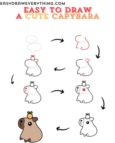 Cute capybara drawing How To Draw A Capybara Step By Step, How To Draw A Capybara, How To Draw Capybara, Kapibara Drawing, Capybara Drawing Art, Draw Capybara, Capybara Drawing Simple, Capybara Cute Drawing, Capybara Craft