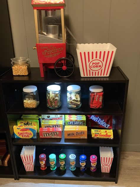 Diy Movie Theater Room, Diy Movie Theater, Organization Ideas On A Budget, Room Storage Organization, Organization Room, Deco Cinema, Storage Organization Ideas, Theater Room Decor, Movie Theater Rooms