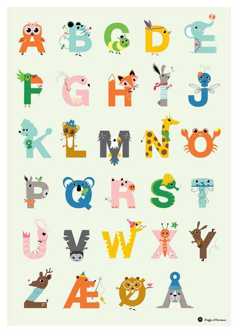 ALPHABET POSTER 50 X 70 cm Alphabet Mural, Alphabet Characters, Alphabet Animals, Alfabet Letters, Alphabet Crafts, Alphabet Art, Alphabet Design, Letter A Crafts, Animal Alphabet