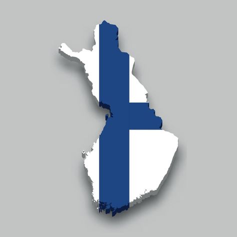 3d isometric Map of Finland with national flag. Finland Map, Finland Flag, Isometric Map, 3d Isometric, Flag Vector, Cityscape Photos, Flags Of The World, Nature Backgrounds, National Flag