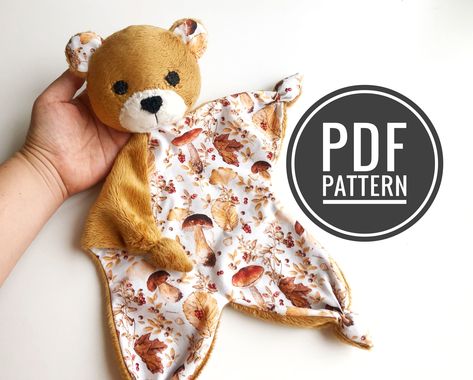 Bear pattern, bear lovey pattern, baby lovey sewing pattern, baby toy sewing pattern, plush bear pattern, baby comforter