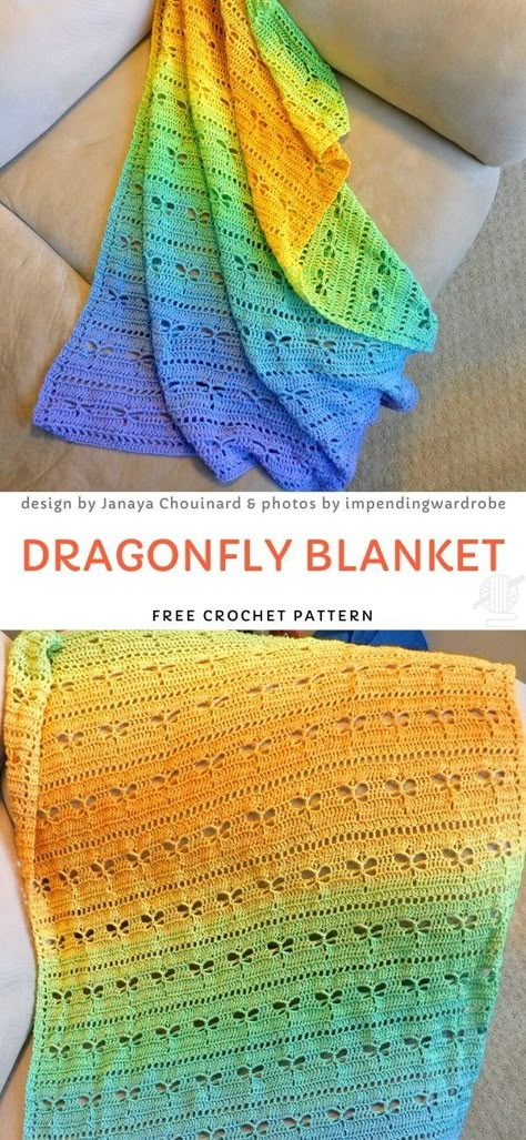 Dragonfly Stitch, Crochet Dragonfly Pattern, Dragonfly Crochet, Crochet Dragonfly, Blanket Ideas, Crochet Blanket Designs, Crochet Design Pattern, Crochet Patterns Free Blanket, Afghan Patterns