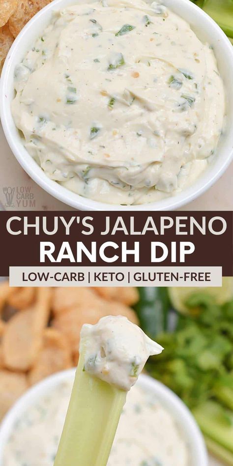 Whether you are getting ready to watch movies at home or hosting a party, this Chuy's jalapeño ranch dip is always a good choice. It's a creamy and spicy dip that is naturally keto-friendly and high-fat! Jalapeños Ranch Dip, Chuys Jalapeno Dip, Keto Ranch Dip, Chuy's Jalapeno Ranch Dip, Jalapeño Ranch Dip, Jalapeño Ranch, Movies At Home, Keto Dips, Chip Dip Recipes