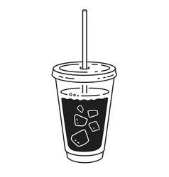 Takeaway cold brew coffee Royalty Free Vector Image Cold Drink Illustration, Cold Coffee Illustration, Cold Brew Illustration, Iced Coffee Tattoo Minimalist, Cold Drink Drawing, Ice Coffee Tattoo, Iced Coffee Drawing, Iced Coffee Tattoo, Minimalistic Line Art