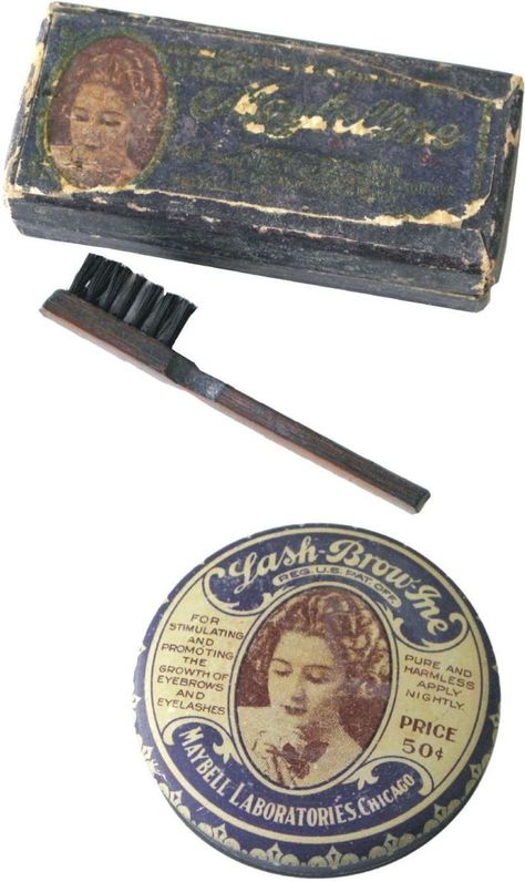 Vintage Mascara, Nostalgic Makeup, Antique Makeup, Hairstyles 1920s, Vintage Makeup Ads, Makeup History, Cosmetics Packaging, Makeup Ads, Foam Rollers