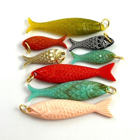 Fish Charm Necklace Pendant Jewelry Pendants for Women Fish Jewelry Gifts for Her Gold Tone Chain Qty: 1 Pendant or Necklace, Choose Color - Etsy Sardine Necklace, Fish Items, Aesthetic Fish, Lamp Working, Fish Pendant Necklace, Morristown Nj, Fish Beads, Pendants For Women, Fish Jewelry