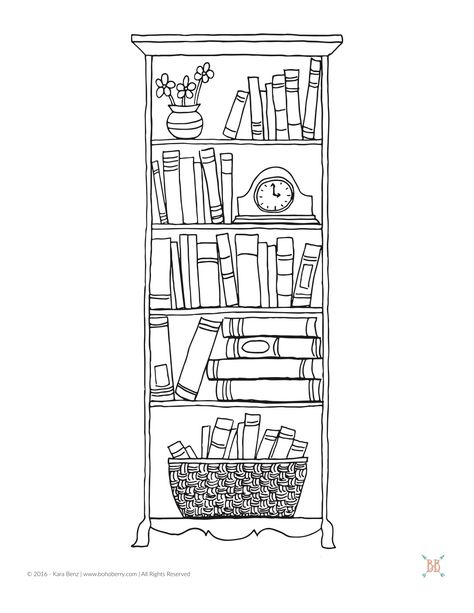 Library Drawing, Drawing Doodles, Classroom Christmas, Fabric Cards, Bookshelf Desk, Planner Obsessed, Interior Sketch, Reading Log, Book Template