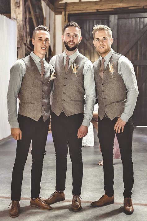 Groomsmen Attire In Classic Style, Vest, Tuxedo And Casual ❤ See more: http://www.weddingforward.com/groomsmen-attire/ #weddings Groomsmen Vest, Groom Vest, Vintage Suit Men, Wedding Groomsmen Attire, British Style Men, Wedding Waistcoats, Mens Wedding Attire, Groom Wedding Attire, Groomsmen Outfits