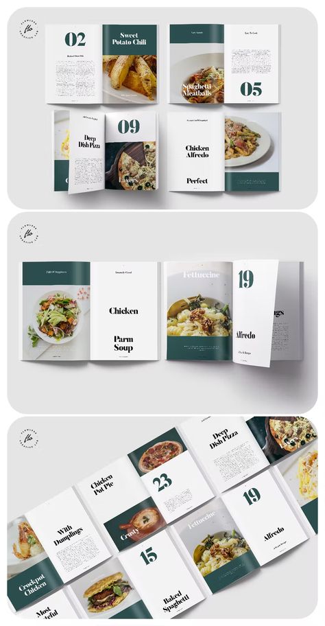 Modern Food Recipe Cookbook Design Template InDesign. 24 custom pages. A4 & US letter. Cookbook Design Template, Cookbook Design, Cookbook Template, Recipe Cookbook, Modern Food, Deep Dish, Cookbook Recipes, Food Recipe, Design Template