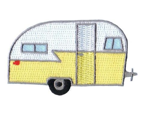 Camper Embroidery, Camper Applique, Vehicle Camping, Vintage Trailer, Applique Pattern, Rv Stuff, Recreational Vehicle, Appliqué Patch, Camping Trailer