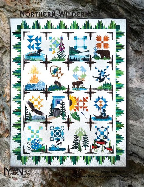 Northern Wilderness Renewed PATTERN by Marie Noah at Northern Threads Finished Quilt: 73 X 91 - Etsy Wilderness Quilt, Fusible Applique, Laser Cut Kit, Sampler Quilts, Quilt Labels, Embroidery Fabric, Small Quilts, Quilt Kit, Fabric Gifts