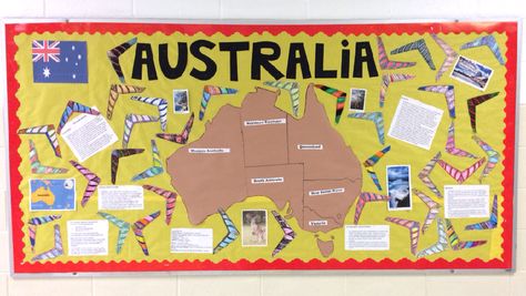 Read Across America Celebrations {Five for Friday} Australia bulletin board Dress Up Ideas For School, Australia For Kids, Display Boards For School, Kids Bulletin Boards, Dress Up Ideas, Educational Assistant, Around The World Theme, America Dress, Teaching Themes