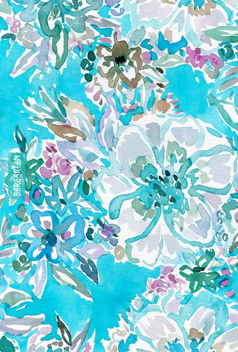 Barbra Ignatiev Floral Print Cover-up For Poolside And Beach Season, Beachy Floral Print Cover-up, Barbra Ignatiev, Spring Beach Floral Print Silk Scarf, Trendy Fabric, Aqua Watercolor, Floppy Sun Hat, Watercolor Flower Pattern Textile Design, Lilly Prints