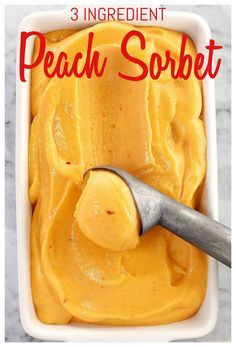 Peach Sorbet Recipe, Sherbet Recipes, Sorbet Recipe, Sorbet Ice Cream, Ice Cream Maker Recipes, Peach Sorbet, Peach Desserts, Homemade Ice Cream Recipes, Sorbet Recipes