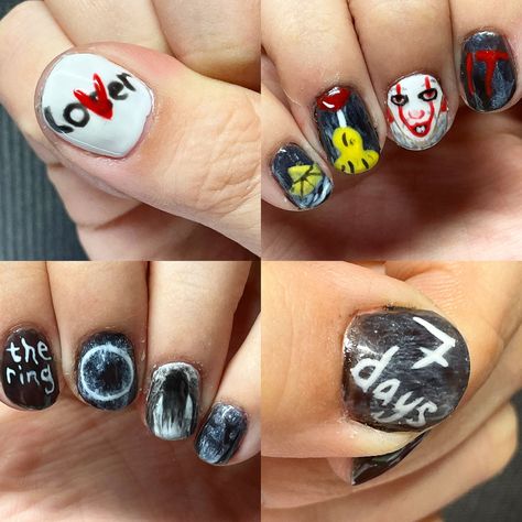 Inspired by the movies IT and The Ring Horror Nails, The Ring, Nails, Ring