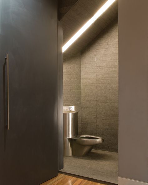 NYC Residence - Neo-Metro Stainless Steel Bathroom Remodel Modern Toilets, Stainless Steel Toilet, Modern Toilet, Steel Bathroom, Toilet Bathroom, Stainless Steel Bathroom, Toilets, Bathroom Makeover, Bathroom Remodel