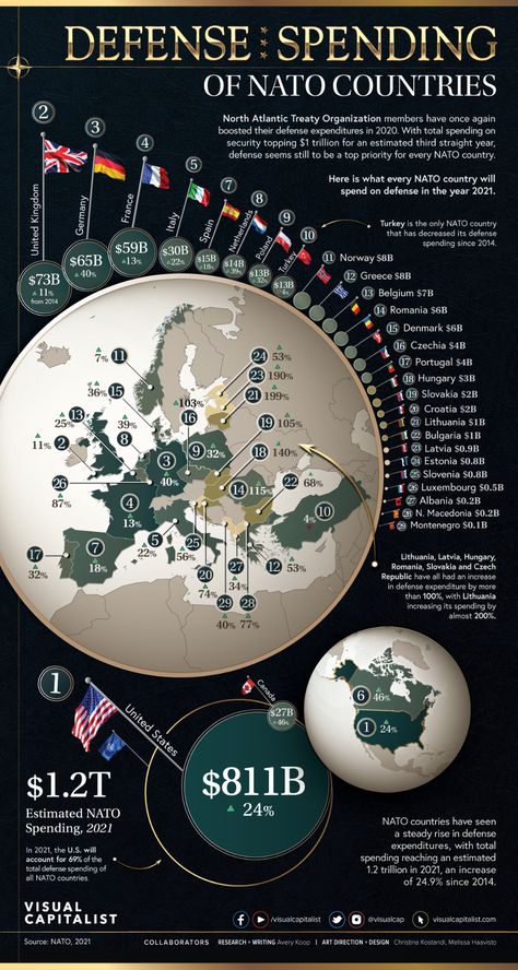 NATO Defense Spending: How Much Does Each Country Contribute? Nato Countries, Spending Budget, American Pay, Speed Test, Illustrated Map, Historical Maps, History Facts, General Knowledge, Data Visualization