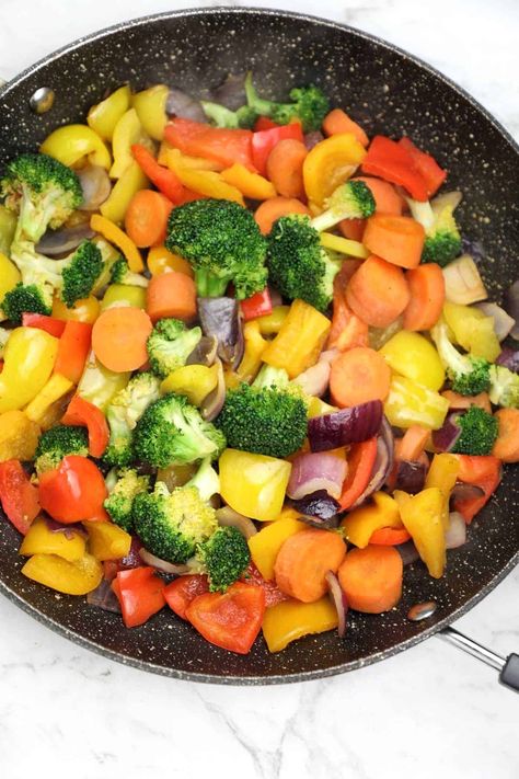 Pan Fried Vegetables Recipe | Pan Roasted Vegetables - Recipe Vibes Roasted Vegetables Cast Iron Skillet, Pan Fried Veggies Recipes, Frying Pan Meals Easy Recipes, Pan Seared Vegetables, Pan Fried Veggies, Pan Fried Vegetables, Boiled Vegetables Recipe, Skillet Vegetables, Deviled Eggs Recipe Best Easy