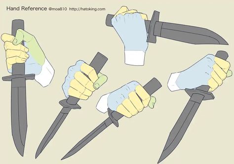 Knife Drawing, Drawing Hands, Drawing Body Poses, Hand Drawing Reference, Drawing Faces, Hand Reference, Hands Holding, Poses References, Digital Painting Tutorials