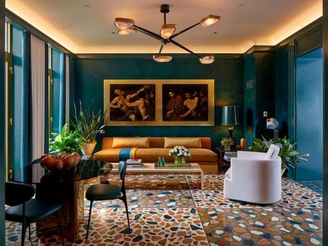 Step Inside the 2016 Kips Bay Decorator Show House >> http://www.hgtv.com/design-blog/design/kips-bay-decorator-show-house-2016?soc=pinterest Jewel Tone Color Palette, Interior Design Student, Interior Design Dubai, Maximalist Design, Interior Design Photography, Design Salon, Terrazzo Flooring, Interior Design Magazine, Decoration Inspiration