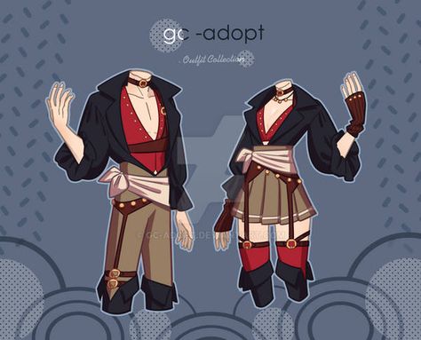 Open Outfits, Outfit Adoptables, Pirate Outfit, Art Outfits, Dress Design Drawing, Clothing Design Sketches, Anime Inspired Outfits, Drawing Anime Clothes, Dress Design Sketches