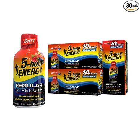 Amazon.com : 5-Hour ENERGY Shots Regular Strength, Berry Flavor - 30 Count : Health & Household 5 Hour Energy, Dude Wipes, Detox Cleanse Diet, Energy Shots, Personal Lubricant, Disinfecting Wipes, Liquid Dish Soap, B Vitamins, Zero Calories