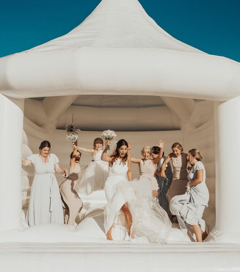 A Jumping Castle for your wedding - what a bloody awesome idea! White Jumping Castle Wedding, White Jumping Castle, Jumping Castle, Bouncy Castle, Wedding Entertainment, Future Wedding Plans, Salou, Castle Wedding, Wedding Games