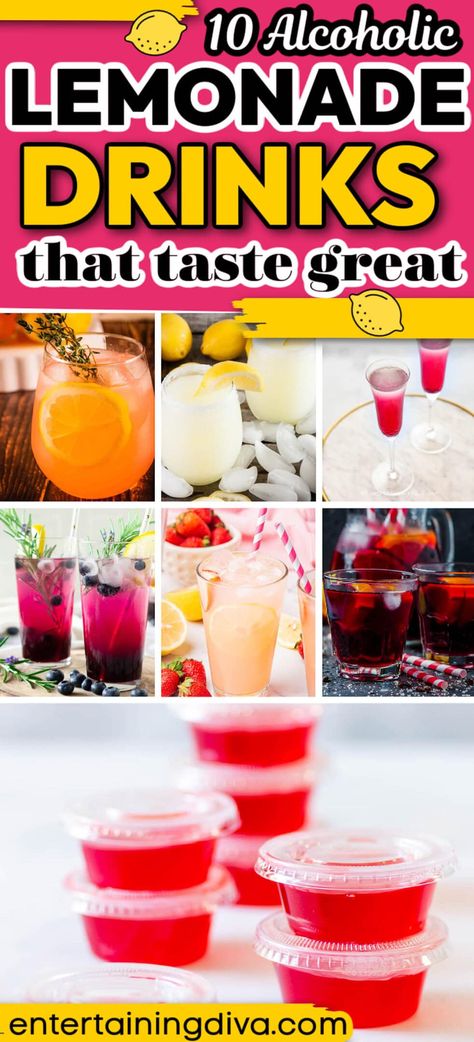 10 Easy Alcoholic Lemonade Drinks That Are Perfect for Summer | Easy Recipes Lemonade Mixed Drinks Alcohol, Alcoholic Lemonade Punch, Frozen Lemonade Alcohol Drinks, Sparkling Lemonade Non Alcoholic, Alcoholic Lemonade Drinks, Simply Lemonade Alcohol Drinks, Summer Vodka Drinks, Lemonade Cocktail Recipe, Summer Sangria Recipes