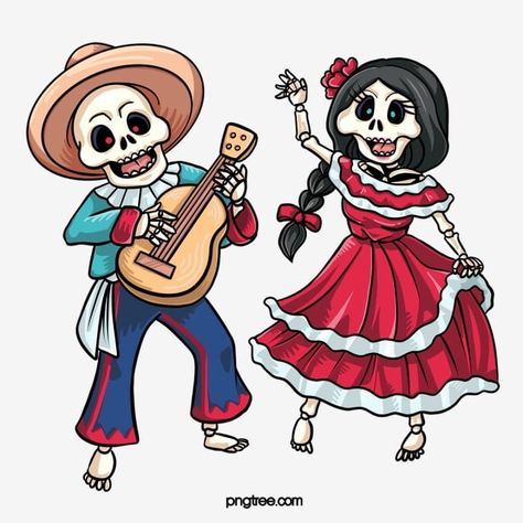 Skull Cartoon, Dancing Clipart, Guitar Illustration, Cartoon Skull, Skull Designs, Sugar Skull Design, Sugar Skull Tattoos, Day Of The Dead Skull, Romantic Background