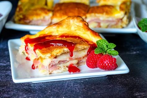 15 Recipes To Get You Through Tax Day | Just A Pinch Easy Sandwich, Blue Ribbon Recipes, Monte Cristo Sandwich, Gourmet Grilling, Turkey Ham, Tax Day, Cream Cheese Muffins, Crescent Dough, Monte Cristo