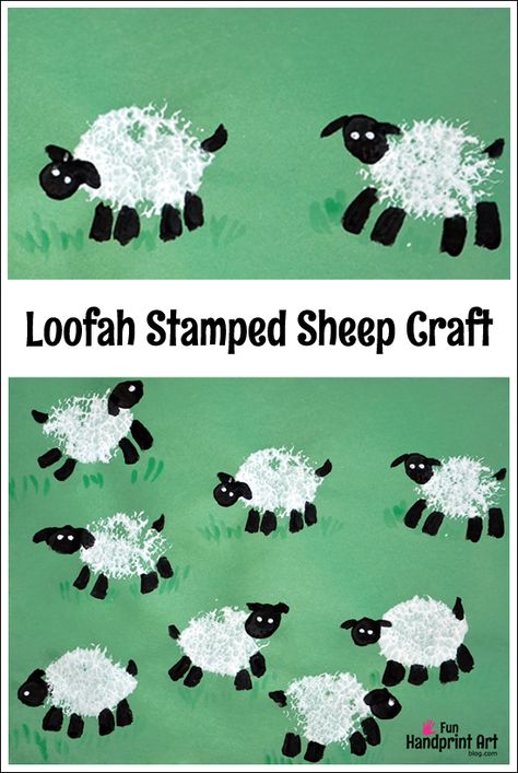 Sheep Craft for Kids | Painting with a Loofah Craft For Easter, Sheep Craft, Lamb Craft, Palm Sunday Crafts, Advent Crafts, Farm Unit, Farm Animals Theme, Sheep Crafts, The Lost Sheep