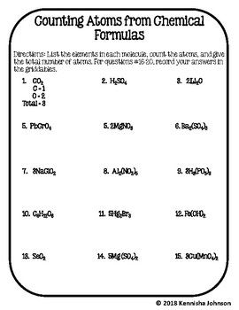 8.5D Counting Atoms from a Chemical Formula Counting Atoms Worksheet, Grade 9 Science, Counting Atoms, Science Matter, Chemistry Ideas, Conservation Of Mass, Creative Teaching Ideas, Chemistry Classroom, Chemistry Education