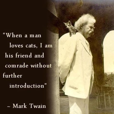 Mark Twain Mark Twain Quotes, Love And Affection, Cat People, Cat Quotes, Cat Person, Mark Twain, Man In Love, About Love, A Quote