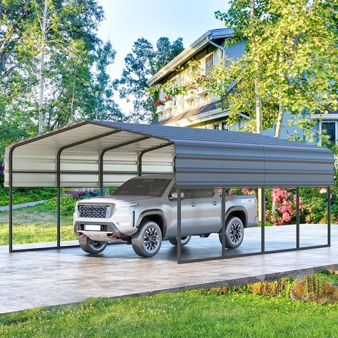 MELLCOM 12 x 20 ft Carport with Galvanized Steel Roof - 12' x 20' x 8.6' Multi-Use Shelter, Sturdy Metal Carport for Cars, Boats, and Tractors Prefab Carport, Carport Design, Carport Plans, Portable Garage, Car Shelter, Carport Garage, Metal Carports, Shelter Design, Steel Roof