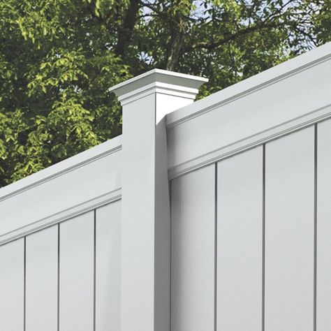 Boundry Wall, Fence Wall Design, White Vinyl Fence, Vinyl Fence Panels, Vinyl Privacy Fence, Compound Wall Design, Front Wall Design, House Fence Design, Concrete Fence