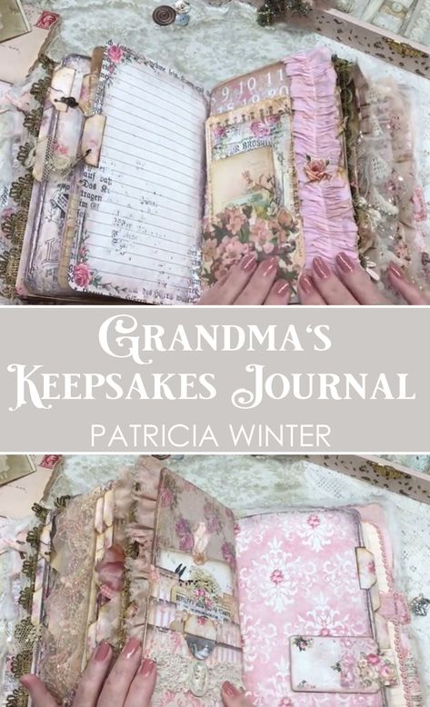 Grandma Journal Ideas, Shabby Chic Junk Journal Pages, Shabby Chic Journal Pages, Junk Journal Fold Out Pages, Junk Journal Elements, Shabby Chic Junk Journal Ideas, Grandmas Attic, Vintage Journal Pages, Grandma Journal