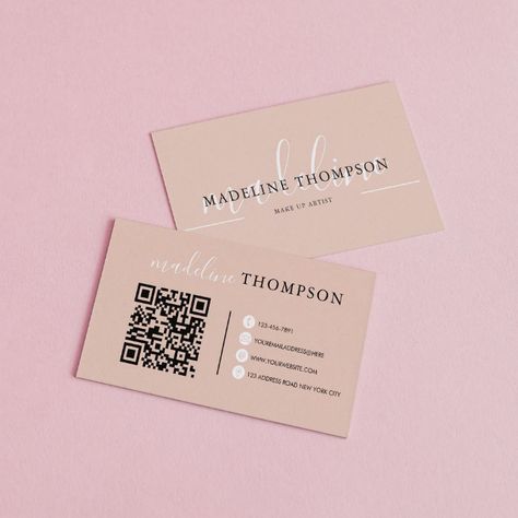 Qr Code Business, Qr Code Business Card, Referral Cards, Contact Card, Artist Business Cards, Business Card Inspiration, Beige Boho, Artist Business, Calligraphy Script